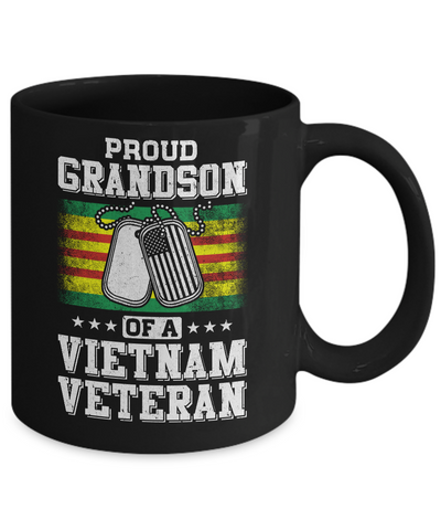 Proud Grandson Of A Veteran Papa Grandpa Grandma Mug-Coffee Mug-11oz Mug-Black