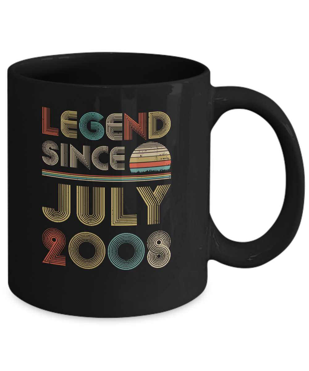 Legend Since July 2008 Vintage 13th Birthday Gifts Youth Mug-Coffee Mug-11oz Mug-Black