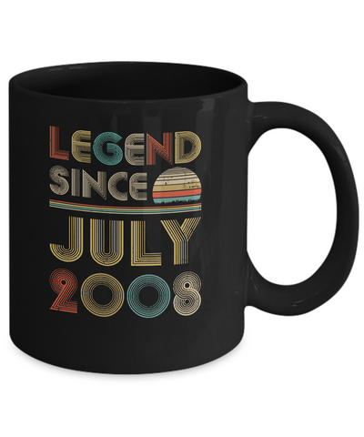 Legend Since July 2008 Vintage 13th Birthday Gifts Youth Mug-Coffee Mug-11oz Mug-Black