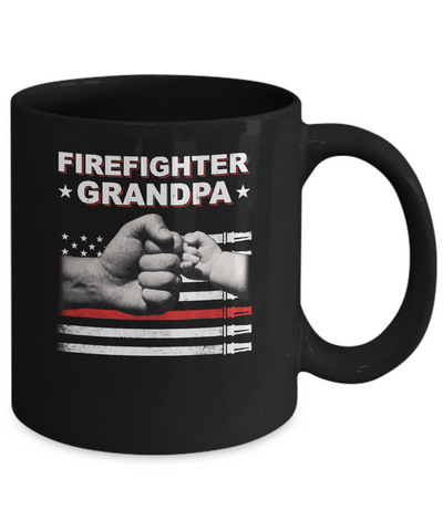 Firefighter Fireman Grandpa American Flag Fathers Day Mug-Coffee Mug-11oz Mug-Black