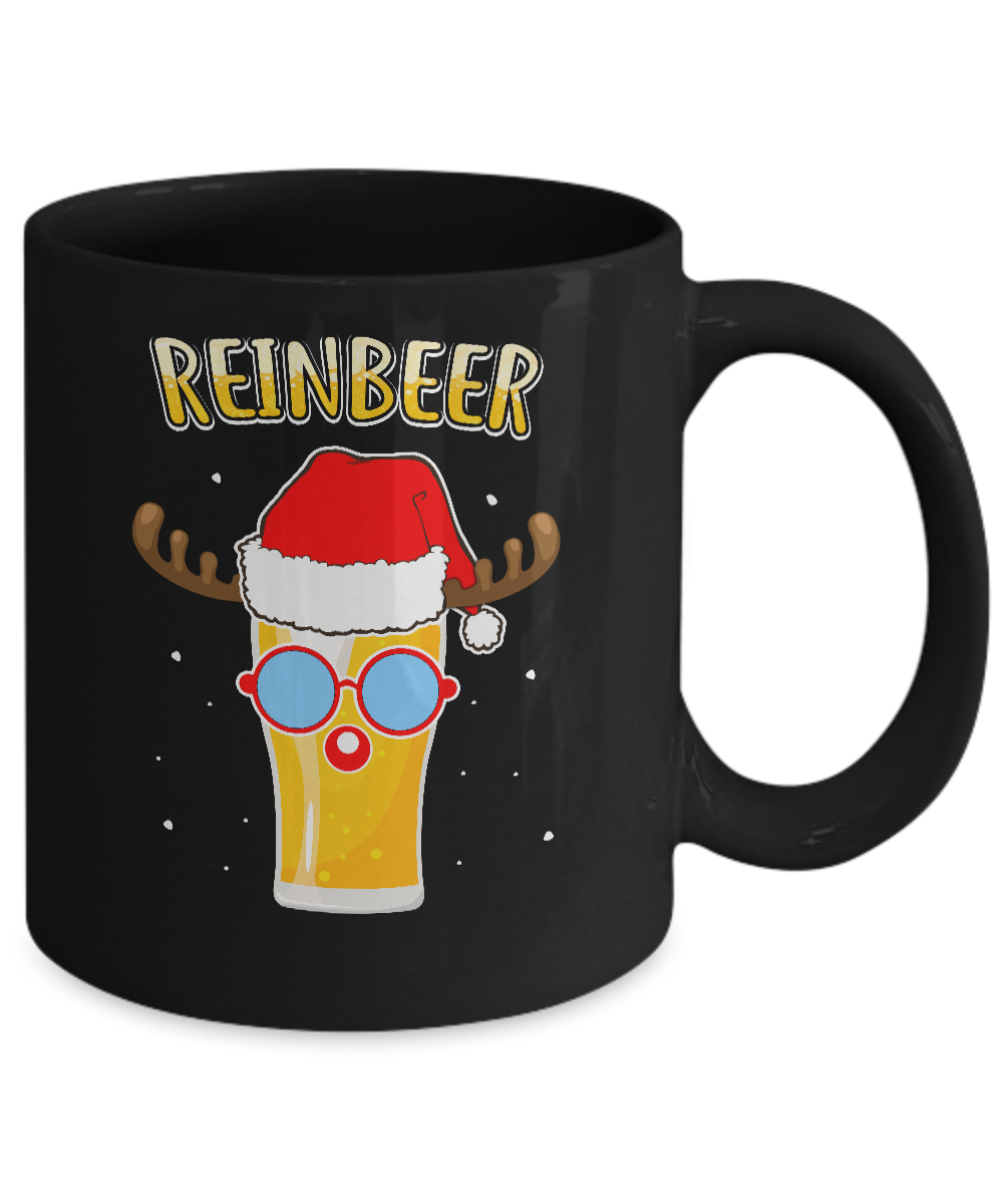 Funny Christmas Gift Beer Reindeer Lovers Reinbeer Mug-Coffee Mug-11oz Mug-Black