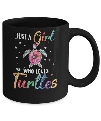 Just A Girl Who Loves Turtles Cute Turtle Lover Mug-Coffee Mug-11oz Mug-Black