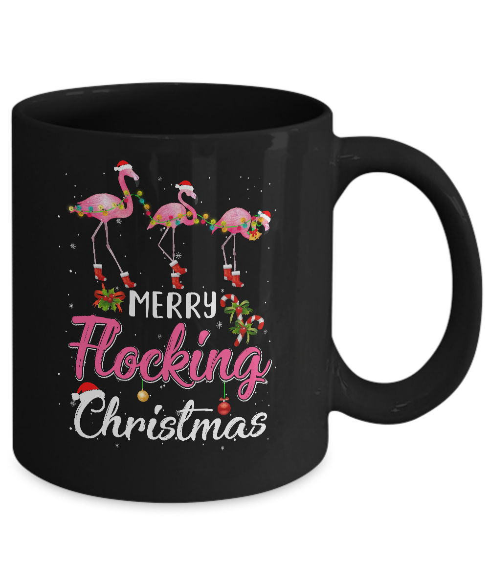 Merry Flocking Christmas Gift For Flamingo Lovers Mug-Coffee Mug-11oz Mug-Black