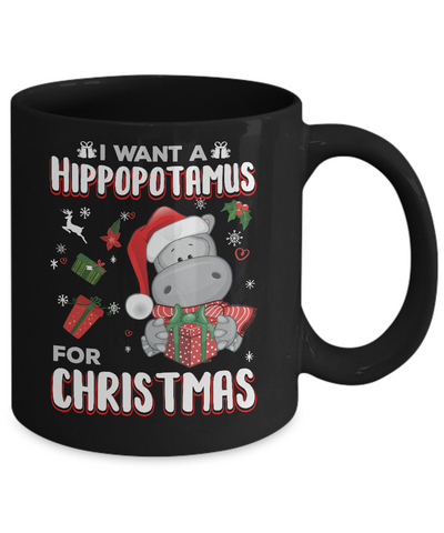 I Want A Hippopotamus For Christmas Hippo Mug-Coffee Mug-11oz Mug-Black