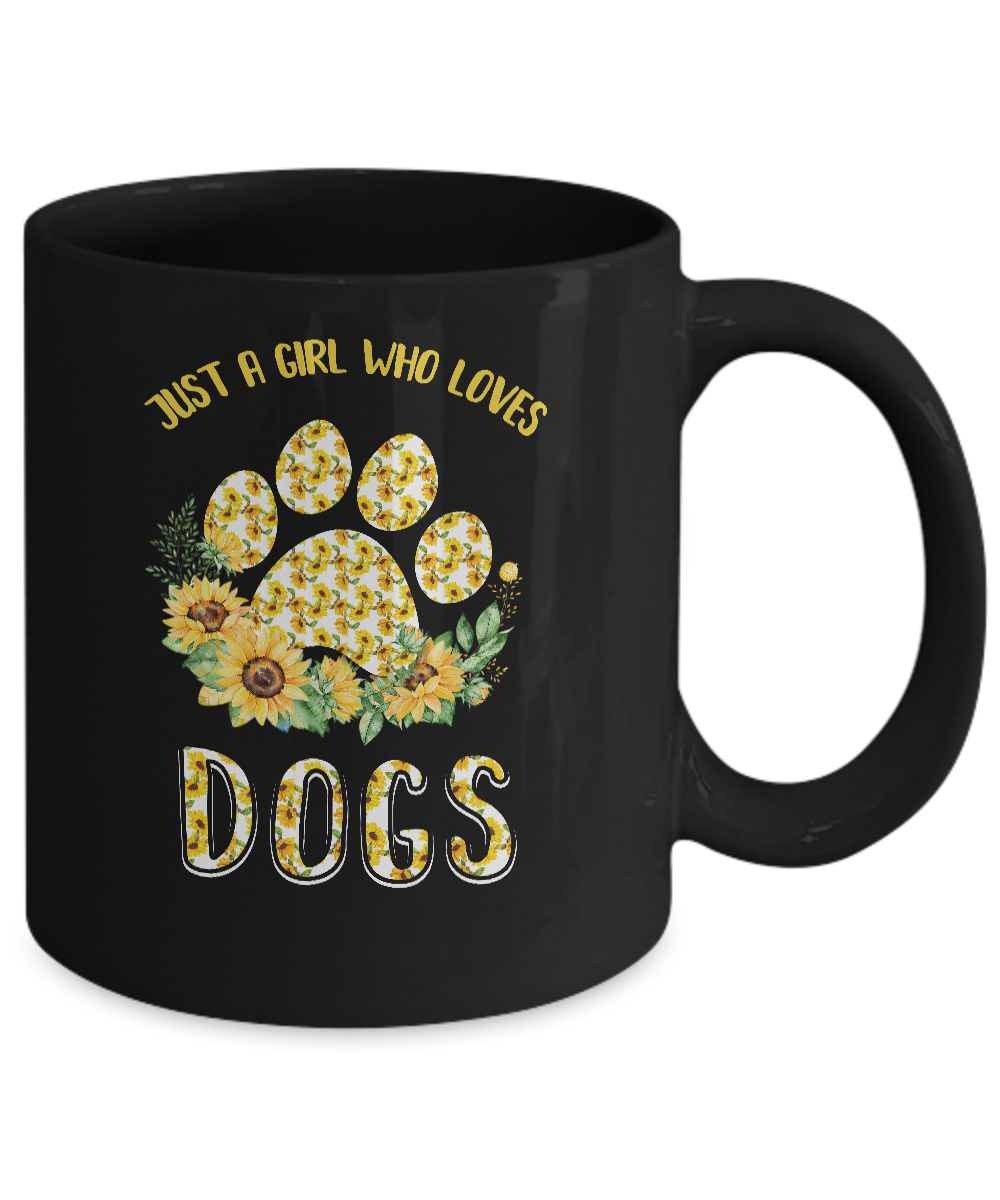 Just A Girl Who Loves Dogs And Sunflowers Mug-Coffee Mug-11oz Mug-Black