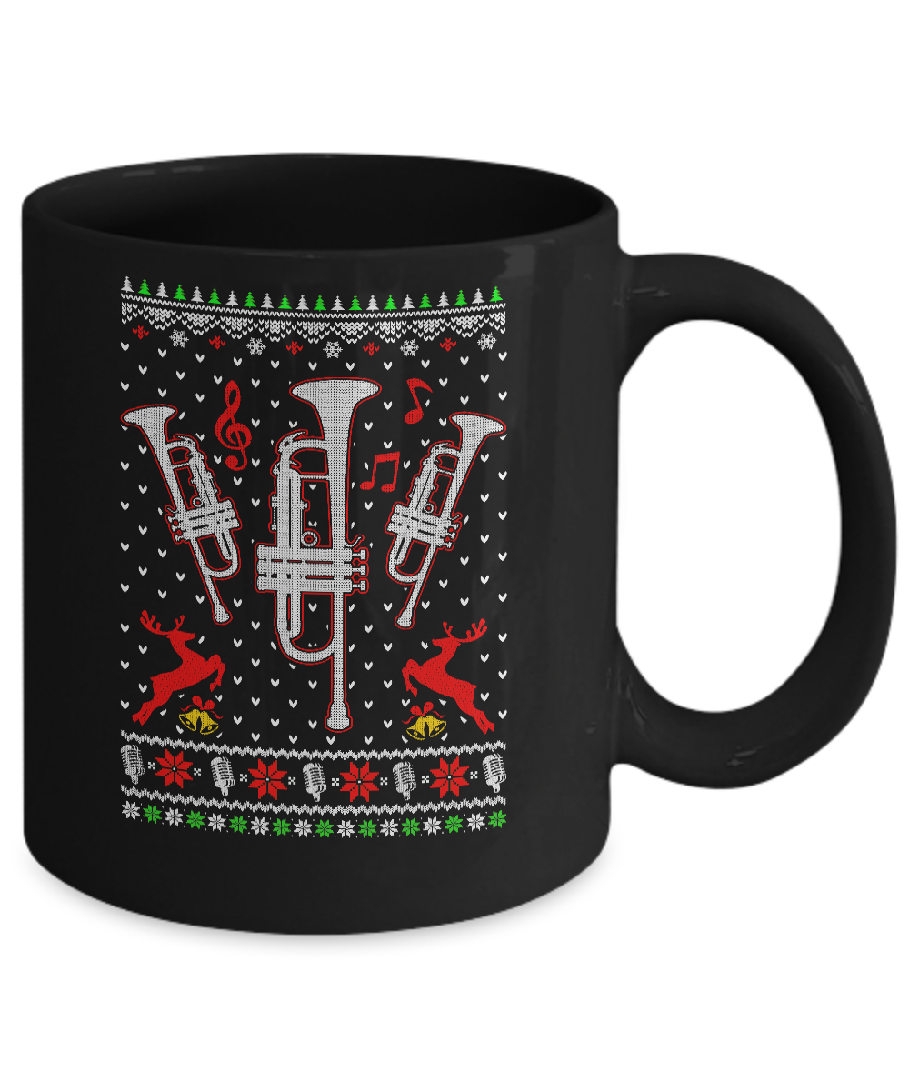 Santa Trumpet Ugly Christmas Sweater Gifts Mug-Coffee Mug-11oz Mug-Black