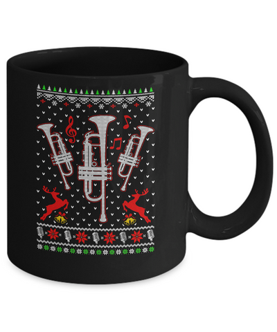 Santa Trumpet Ugly Christmas Sweater Gifts Mug-Coffee Mug-11oz Mug-Black