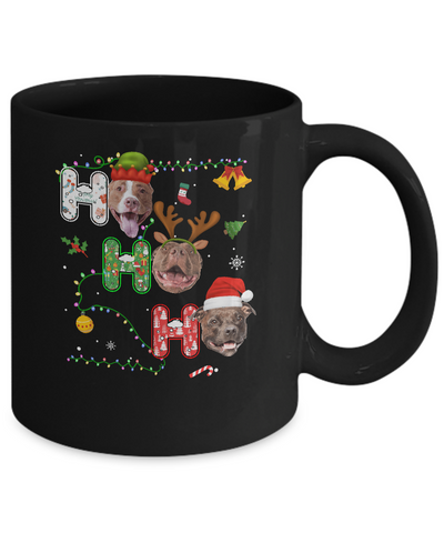 Christmas Ho Ho Ho Pit Bull Lover Funny Xmas Gift Mug-Coffee Mug-11oz Mug-Black