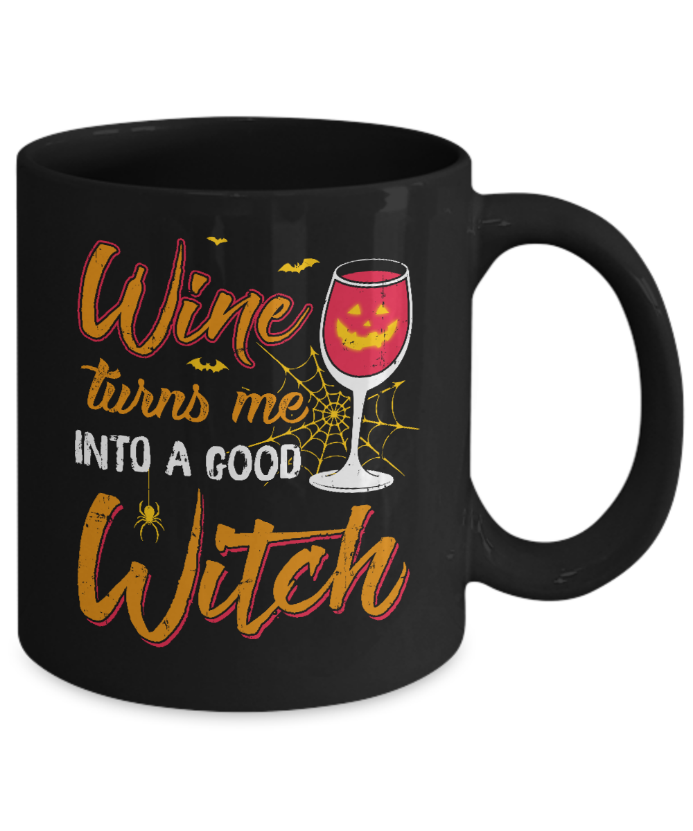 Wine Turns Me Into A Good Witch Halloween Mug-Coffee Mug-11oz Mug-Black