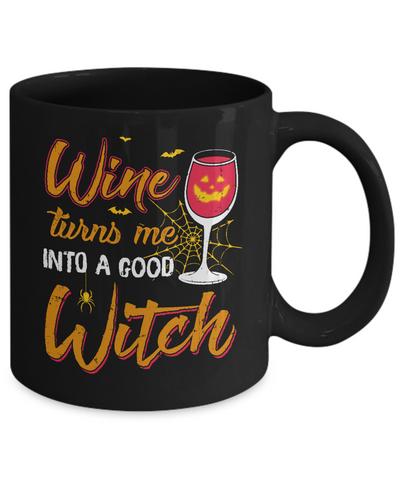 Wine Turns Me Into A Good Witch Halloween Mug-Coffee Mug-11oz Mug-Black