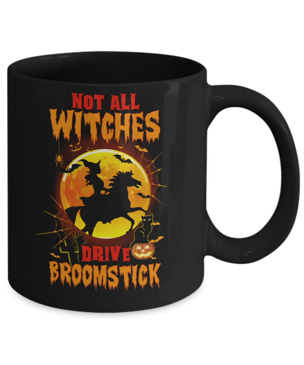 Not All Witches Drive Broom Funny Halloween Horse Mug-Coffee Mug-11oz Mug-Black