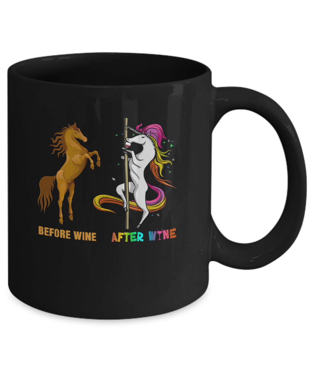Before Wine After Wine Unicorn Mug-Coffee Mug-11oz Mug-Black