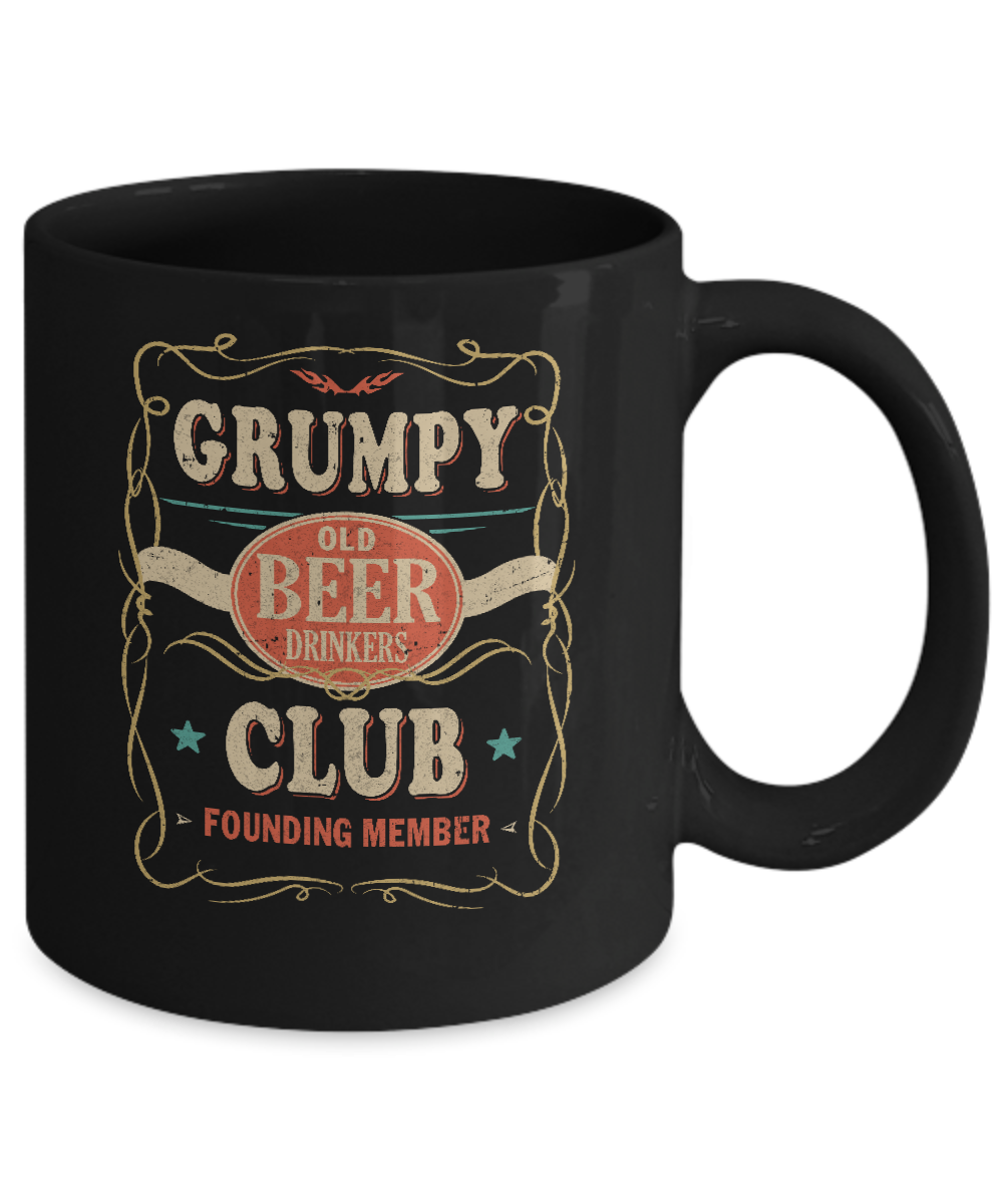 Grumpy Old Beer Drinkers Club Founding Member Fathers Day Mug-Coffee Mug-11oz Mug-Black
