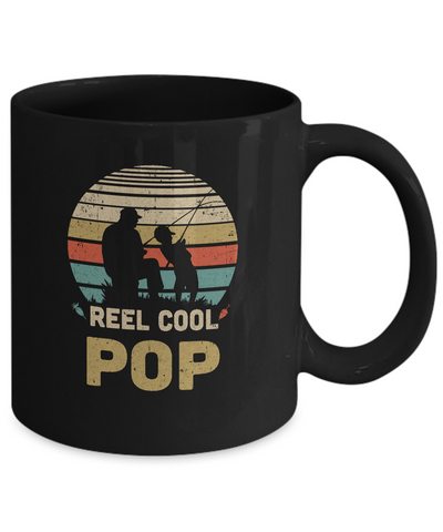 Vintage Father's Day Gift Reel Cool Pop Fishing Mug-Coffee Mug-11oz Mug-Black