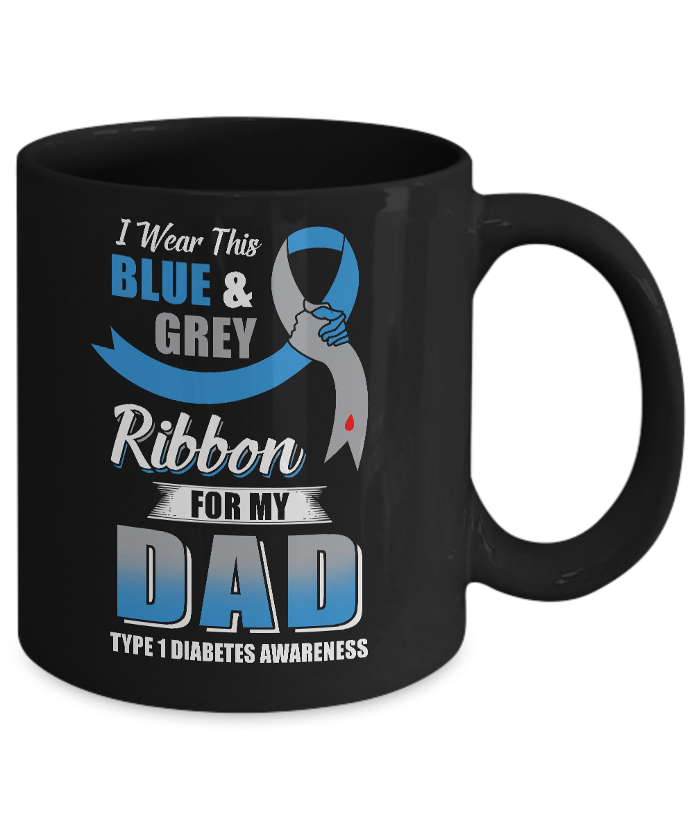 I Wear Blue And Gray For My Dad Diabetes Awareness Mug-Coffee Mug-11oz Mug-Black