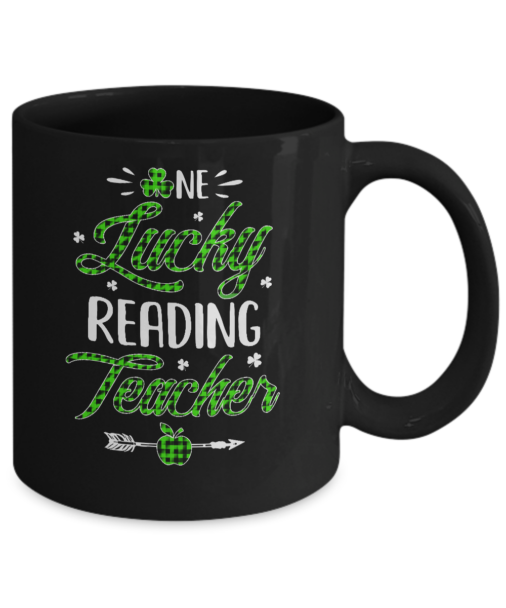 One Lucky Reading Teacher St Patricks Day Irish Gift Mug-Coffee Mug-11oz Mug-Black