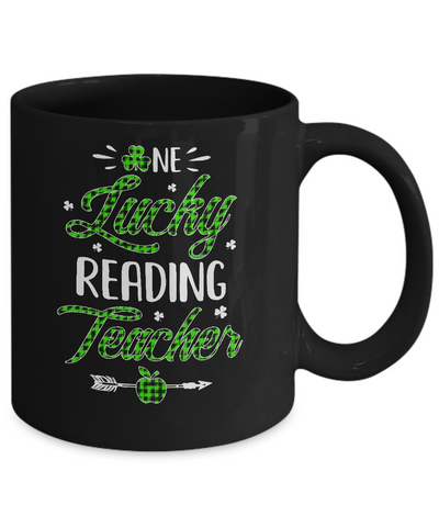 One Lucky Reading Teacher St Patricks Day Irish Gift Mug-Coffee Mug-11oz Mug-Black
