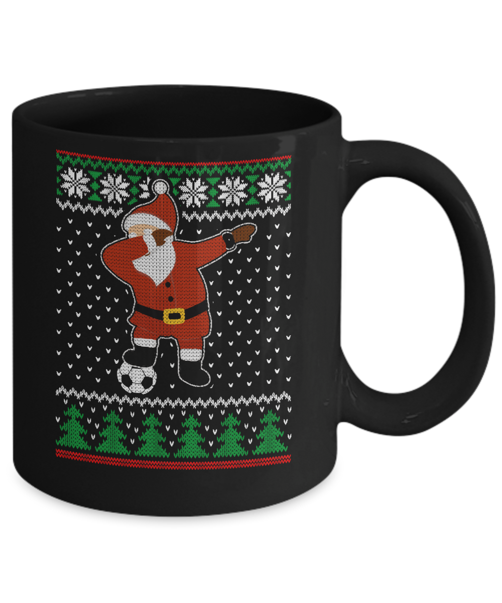 Dabbing Santa Soccer Ugly Sweater Christmas Mug-Coffee Mug-11oz Mug-Black