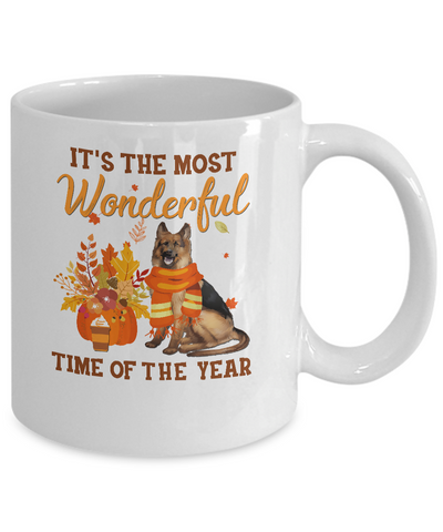 German Shepherd Autumn It's The Most Wonderful Time Of The Year Mug-Coffee Mug-11oz Mug-White