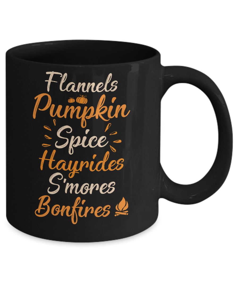 Flannels Pumpkin Spice Hayrides Autumn Gifts Mug-Coffee Mug-11oz Mug-Black
