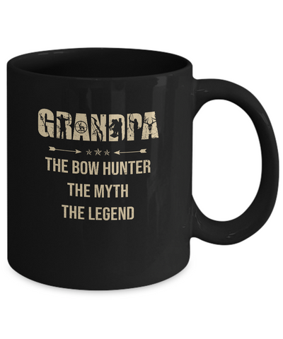 Grandpa The Bow Hunter The Myth The Legend Funny Hunting Mug-Coffee Mug-11oz Mug-Black