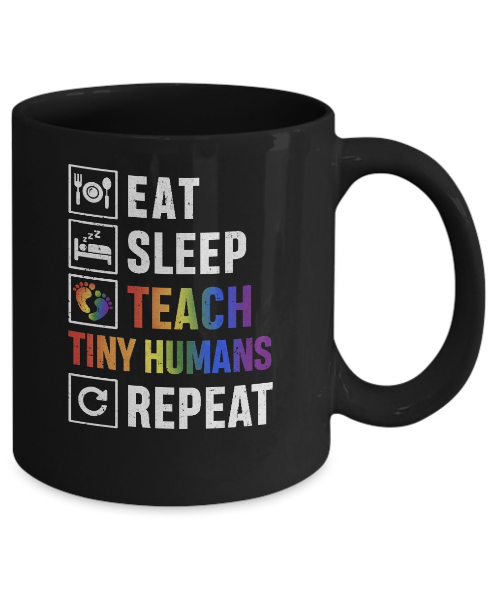 Eat Sleep Teach Tiny Humans Repeat Mommy Mug-Coffee Mug-11oz Mug-Black