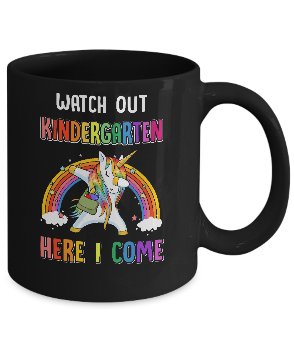 Kindergarten Here I Come Unicorn Back To School Mug-Coffee Mug-11oz Mug-Black