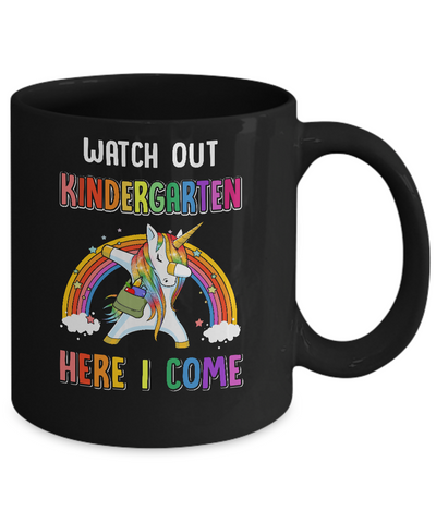Kindergarten Here I Come Unicorn Back To School Mug-Coffee Mug-11oz Mug-Black