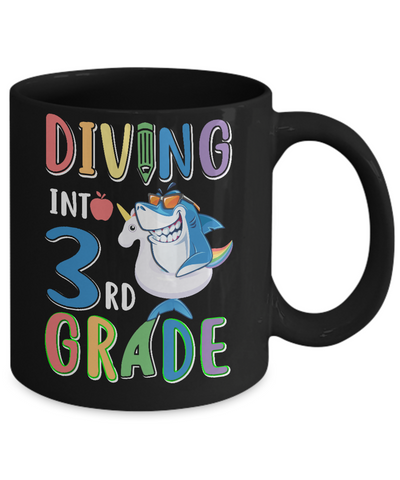 Diving Into 3rd Grade Back To School Shark Mug-Coffee Mug-11oz Mug-Black