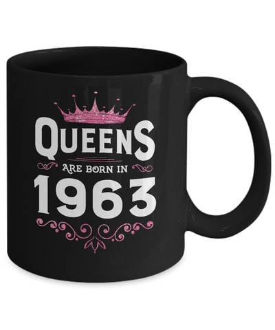 Queens Are Born In 1963 Birthday Gift-Coffee Mug-11oz Mug-Black