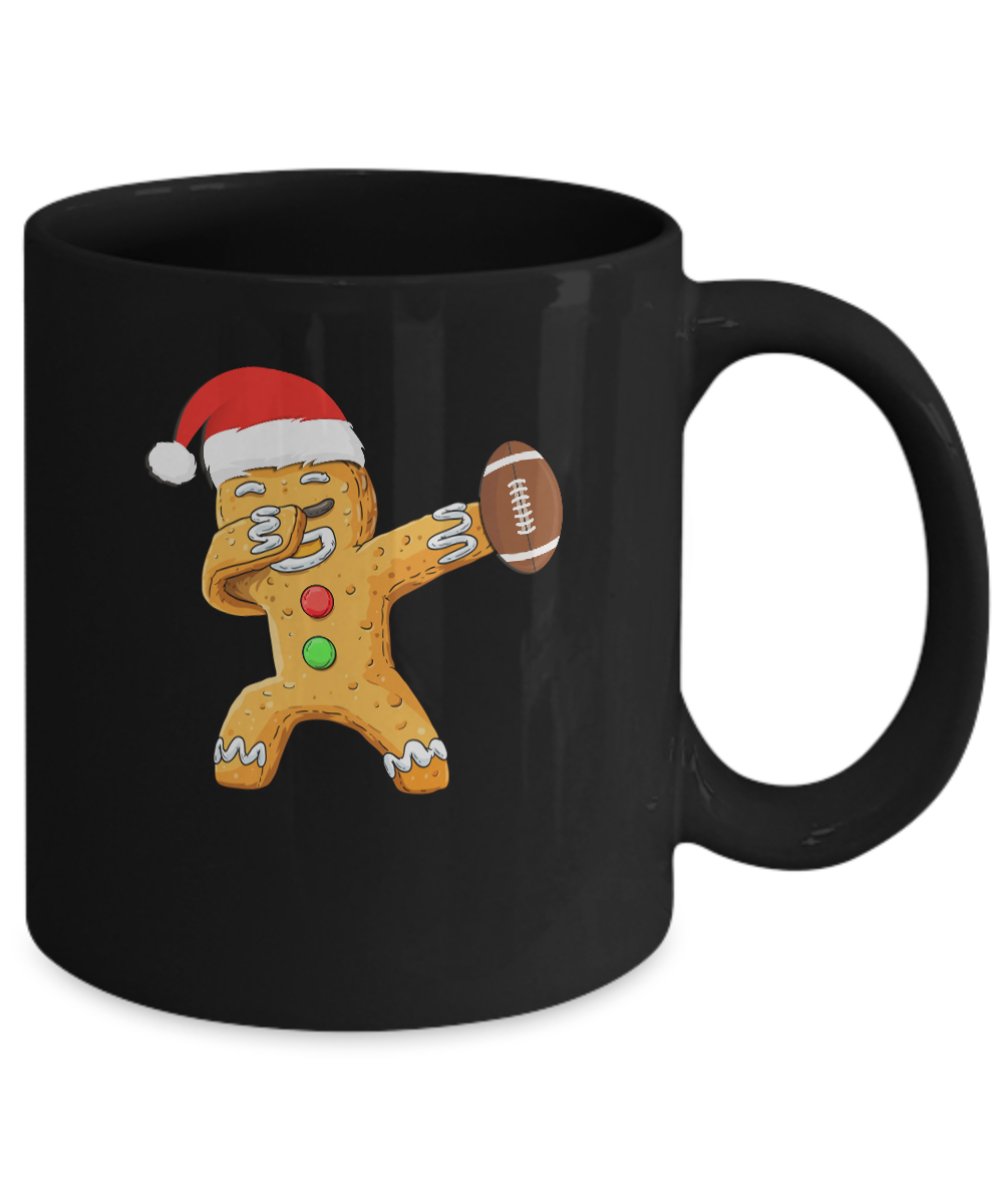 Dabbing Gingerbread Santa Football Christmas Pajama Gifts Mug-Coffee Mug-11oz Mug-Black