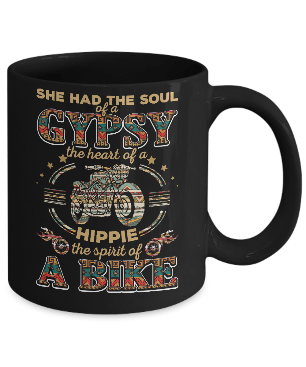 She Had The Soul Of A Gypsy The Heart Of A Hippie Biker Mug-Coffee Mug-11oz Mug-Black