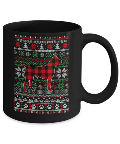 Boxer Red Plaid Ugly Christmas Sweater Gifts Mug-Coffee Mug-11oz Mug-Black