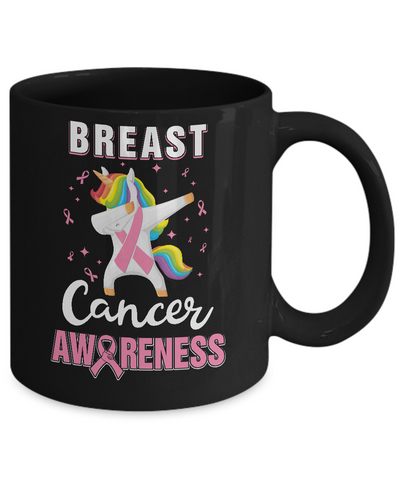 Inspirational Breast Cancer Awareness Unicorn Support Mug-Coffee Mug-11oz Mug-Black