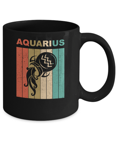 Vintage Aquarius Zodiac January February Birthday Gift Mug-Coffee Mug-11oz Mug-Black