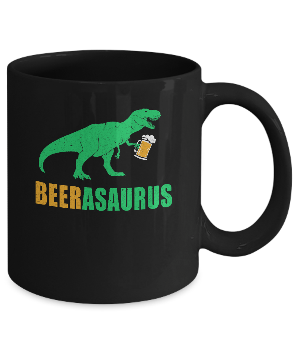 Beerasaurus Funny International Beer Day Dinosaur Gift Mug-Coffee Mug-11oz Mug-Black