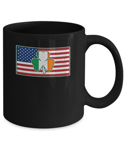 Shamrock Irish Ireland American USA Flag Gift Mug-Coffee Mug-11oz Mug-Black