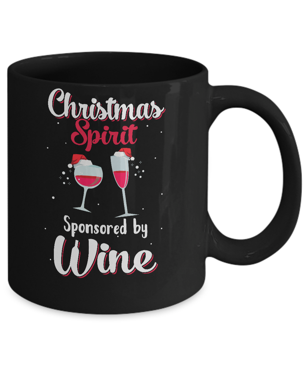 Holiday Party Christmas Spirit Sponsored By Wine Mug-Coffee Mug-11oz Mug-Black