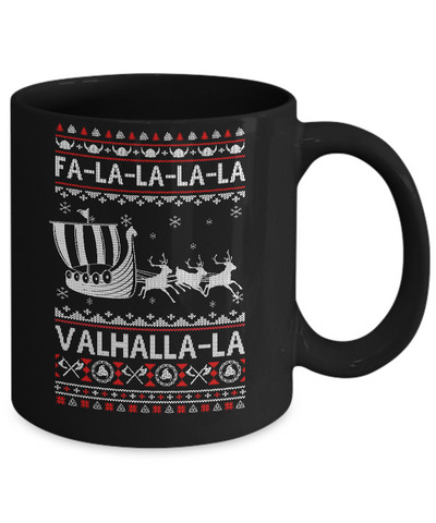 Fa La La Valhalla Viking Ship Ugly Christmas Sweater Mug-Coffee Mug-11oz Mug-Black