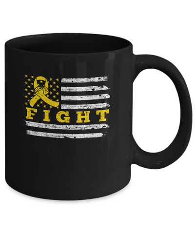Fight Gold Yellow Ribbon US Flag Childhood Cancer Awareness Mug-Coffee Mug-11oz Mug-Black