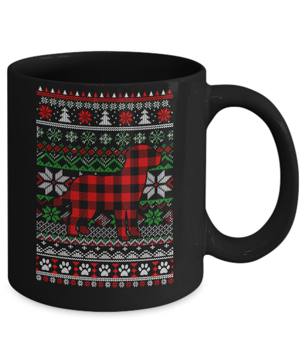 Labrador Red Plaid Ugly Christmas Sweater Gifts Mug-Coffee Mug-11oz Mug-Black