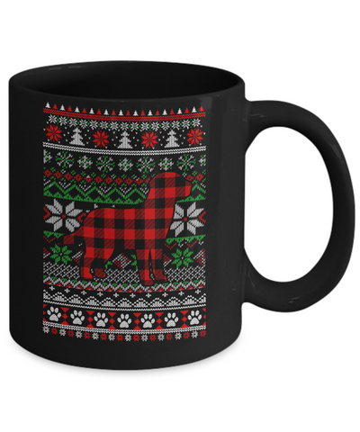 Labrador Red Plaid Ugly Christmas Sweater Gifts Mug-Coffee Mug-11oz Mug-Black