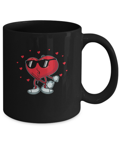 Valentine's Day Heart Doing The Floss Dance Mug-Coffee Mug-11oz Mug-Black