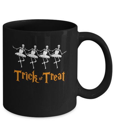Trick Or Treat Ballet Skeleton Happy Halloween Mug-Coffee Mug-11oz Mug-Black