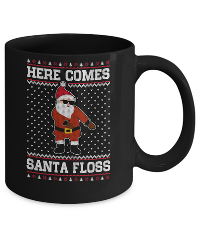 Here Comes Santa Floss Flossing Ugly Christmas Sweater Mug-Coffee Mug-11oz Mug-Black