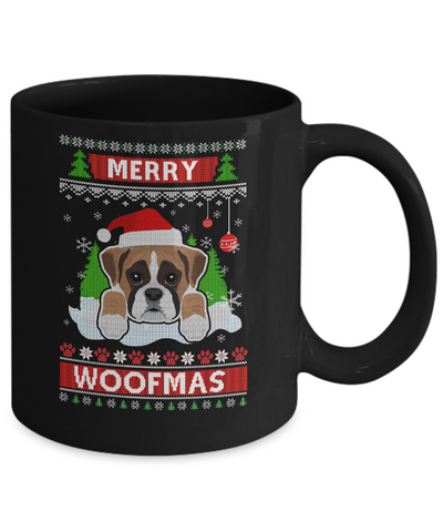 Boxer Merry Woofmas Ugly Christmas Sweater Mug-Coffee Mug-11oz Mug-Black