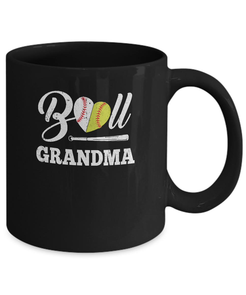 Funny Ball Grandma Softball Baseball Mothers Day Gifts Mug-Coffee Mug-11oz Mug-Black