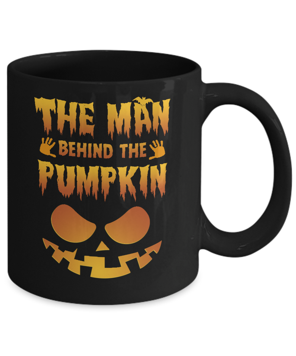 The Man Behind The Pumpkin Funny Pregnant Halloween Mug-Coffee Mug-11oz Mug-Black