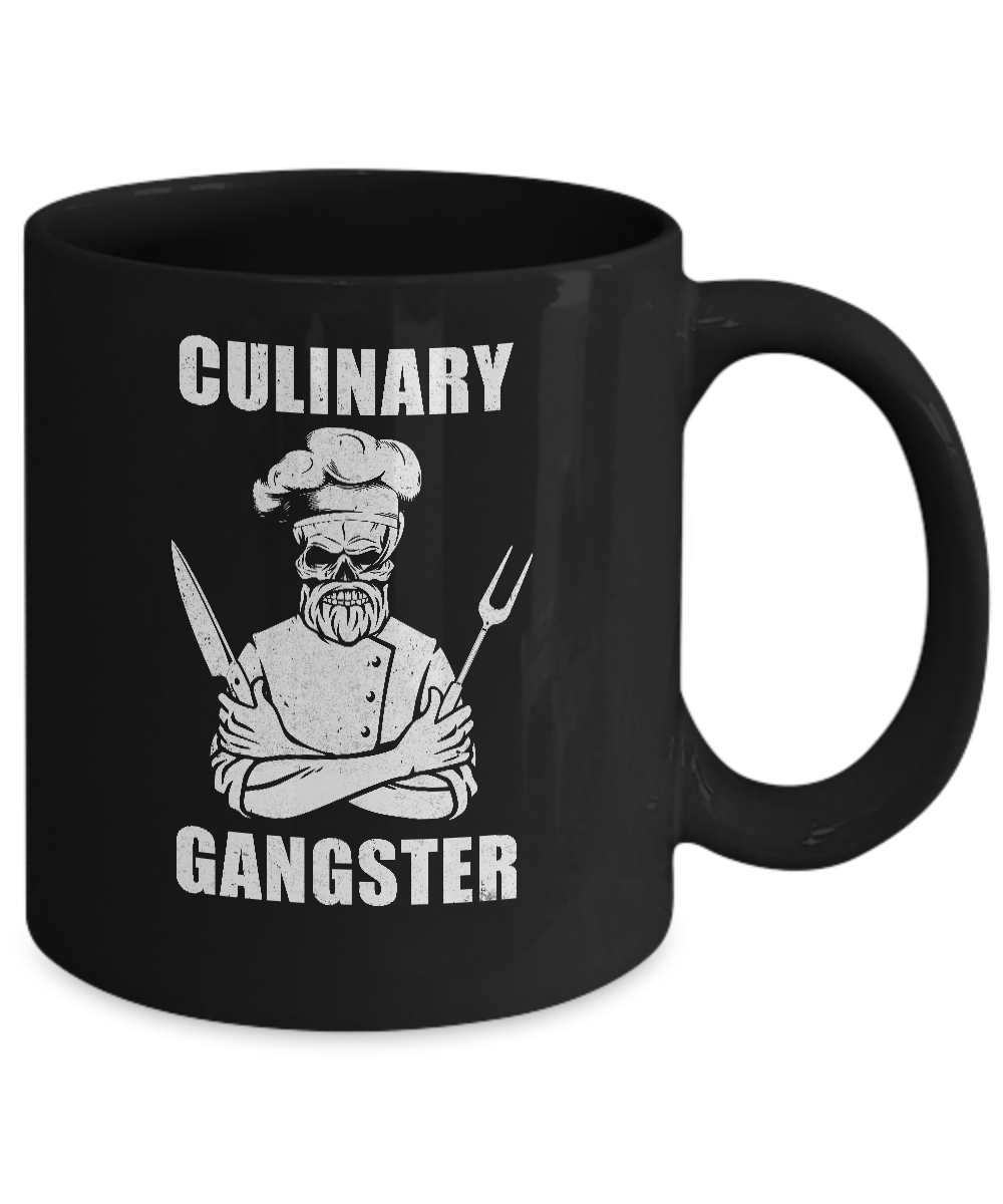 Culinary Gangster Cool Cooking Chef Gifts For Men Mug-Coffee Mug-11oz Mug-Black