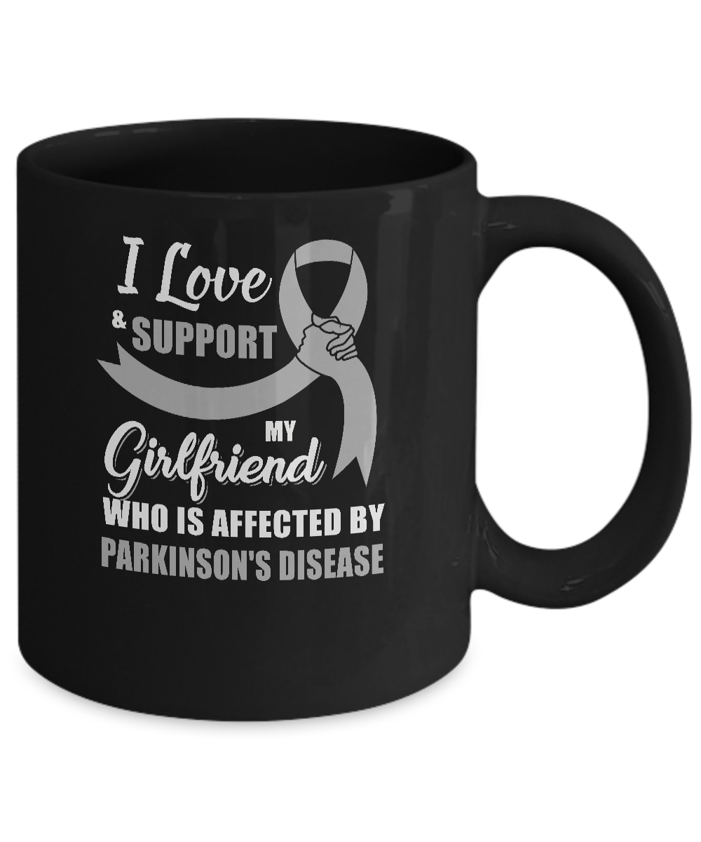 Parkinson's Disease Awareness Support Grey Girlfriend Boyfriend Mug-Coffee Mug-11oz Mug-Black